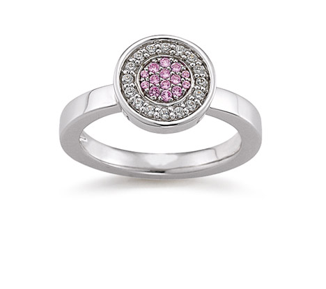 Laura Coon Ring 925 Silber Zirkonia Pink, 55 / 17,5