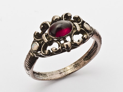 Ring Granat 925 Silber patiniert