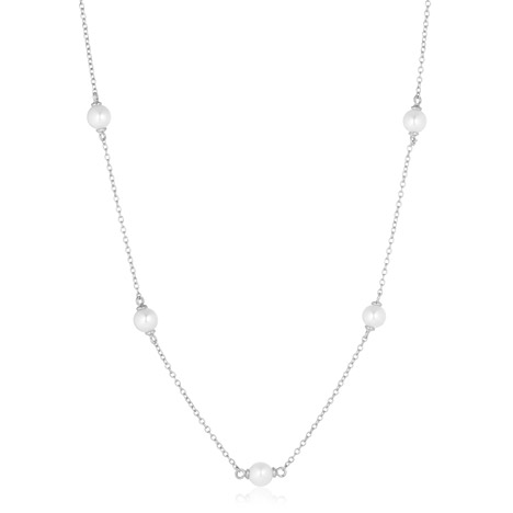 Sif Jakobs Halskette 925 Silber Padua CinQue mit weißen Zirkonia und Süßwasserperle