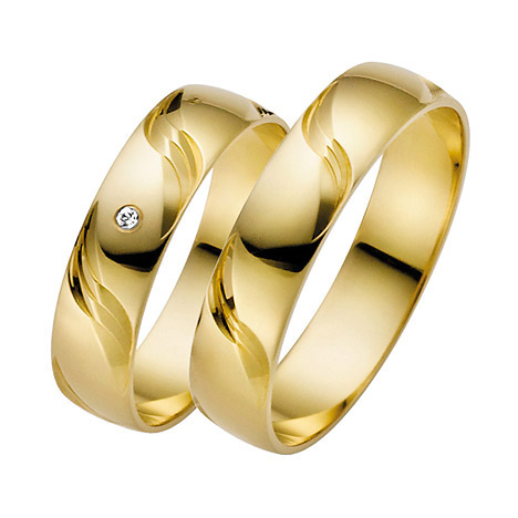 LOVE by Goettgen Trauringe Paar, Gelb 333 Gold, Eheringe, bei Damenring inkl. 1 Brillant