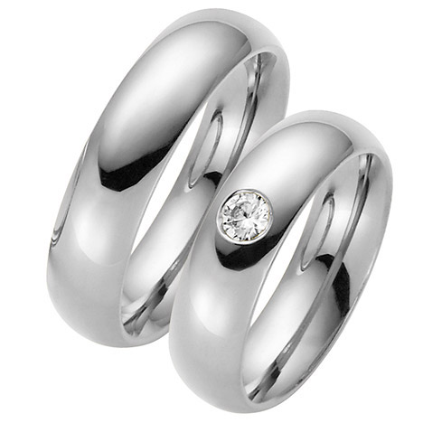 LOVE by Goettgen Trauringe Paar, Weiss 500 Palladium, Eheringe, bei Damenring inkl. 1 Brillant