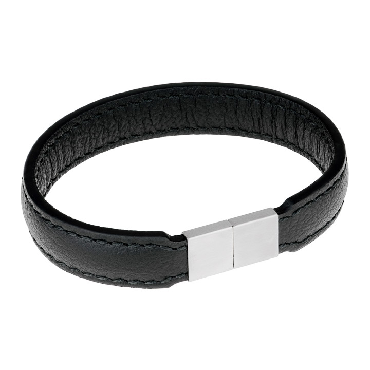 Armband, Leder schwarz, mit Magnetverschluss,