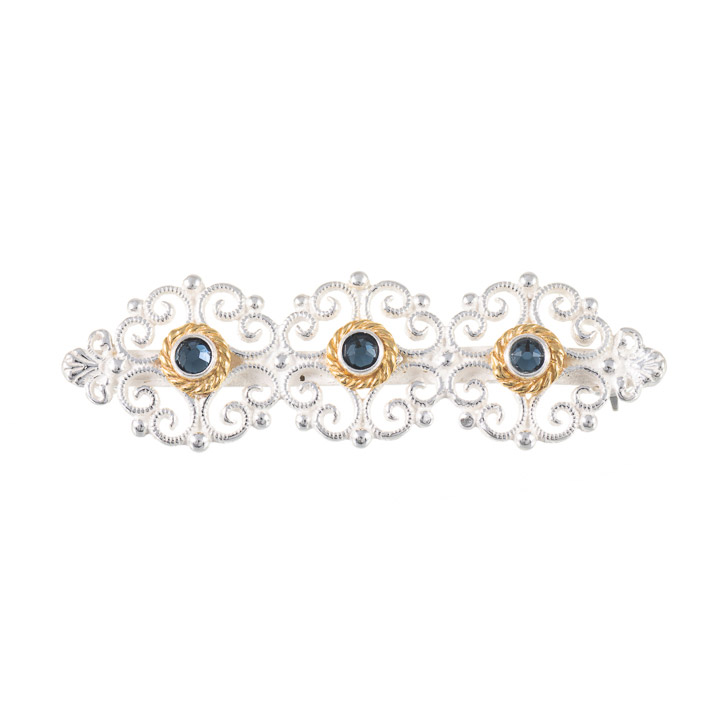 Brosche 925 Silber Trachtenschmuck Zirkonia blau