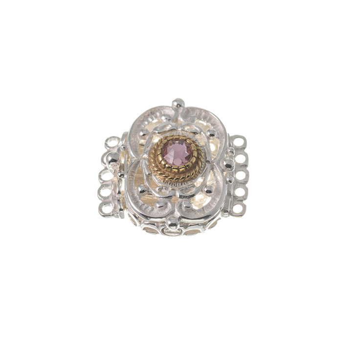 Schließe für Kropfkette 925 Silber Trachtenschmuck Zirkonia rosa