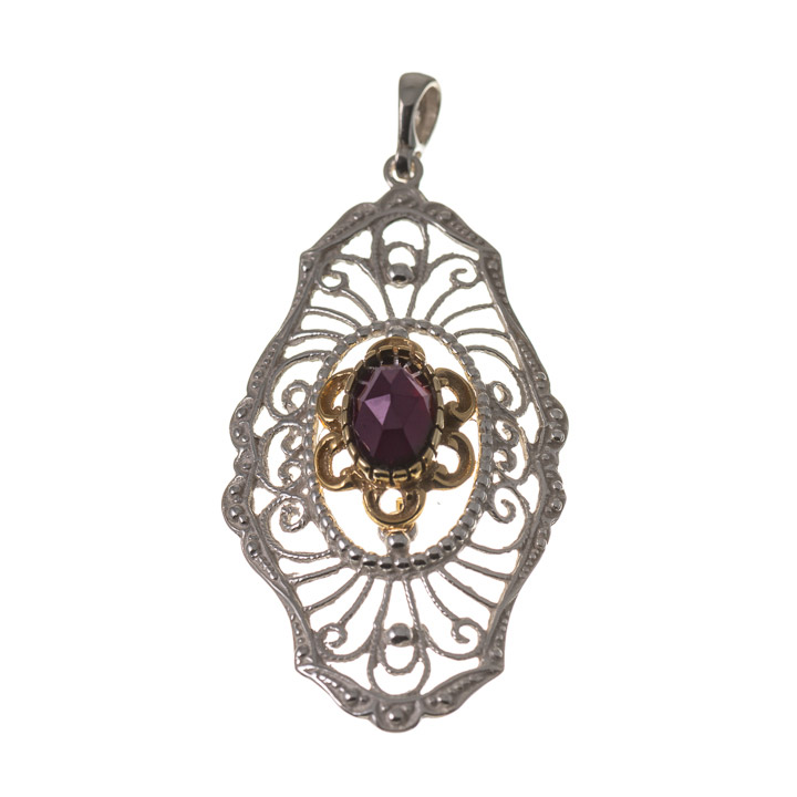 Anhänger 925 Silber Trachtenschmuck Granat