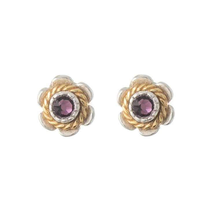 Ohrstecker 925 Silber Trachtenschmuck Zirkonia lila
