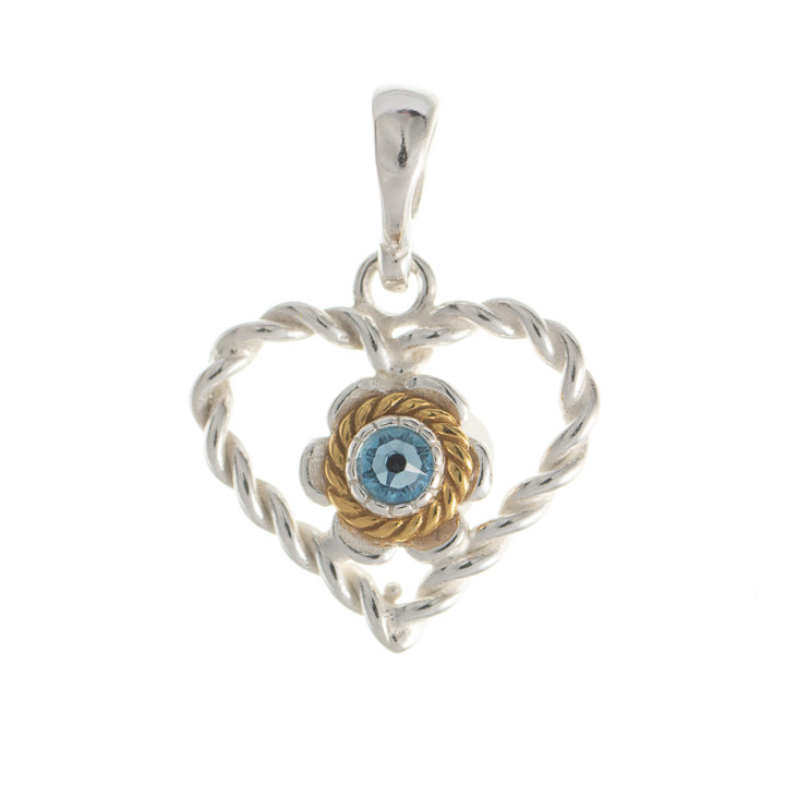 Anhänger 925 Silber Trachtenschmuck Zirkonia hellblau