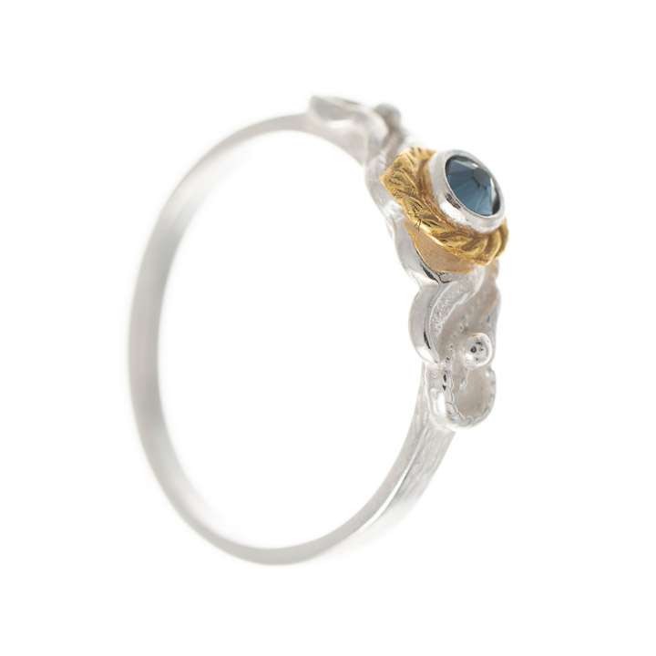 Ring 925 Silber Trachtenschmuck Zirkonia blau