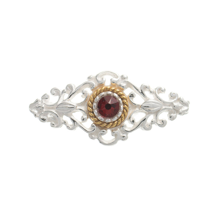 Brosche 925 Silber Trachtenschmuck Zirkonia rot