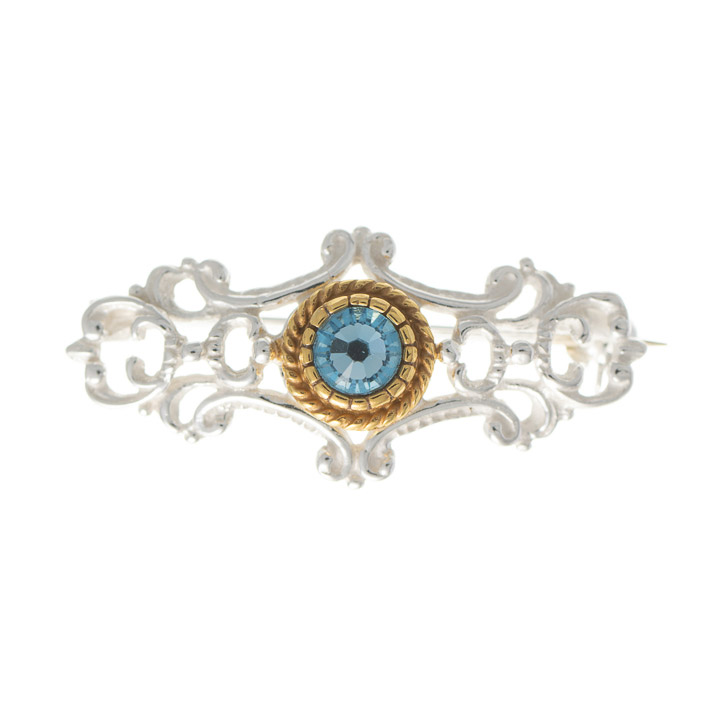 Brosche 925 Silber Trachtenschmuck Zirkonia hellgrün
