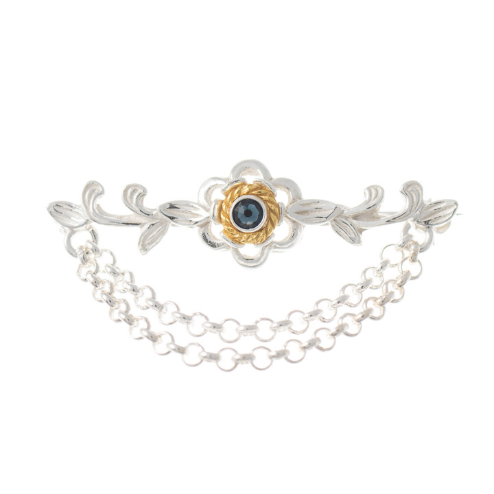 Brosche 925 Silber Trachtenschmuck Zirkonia blau