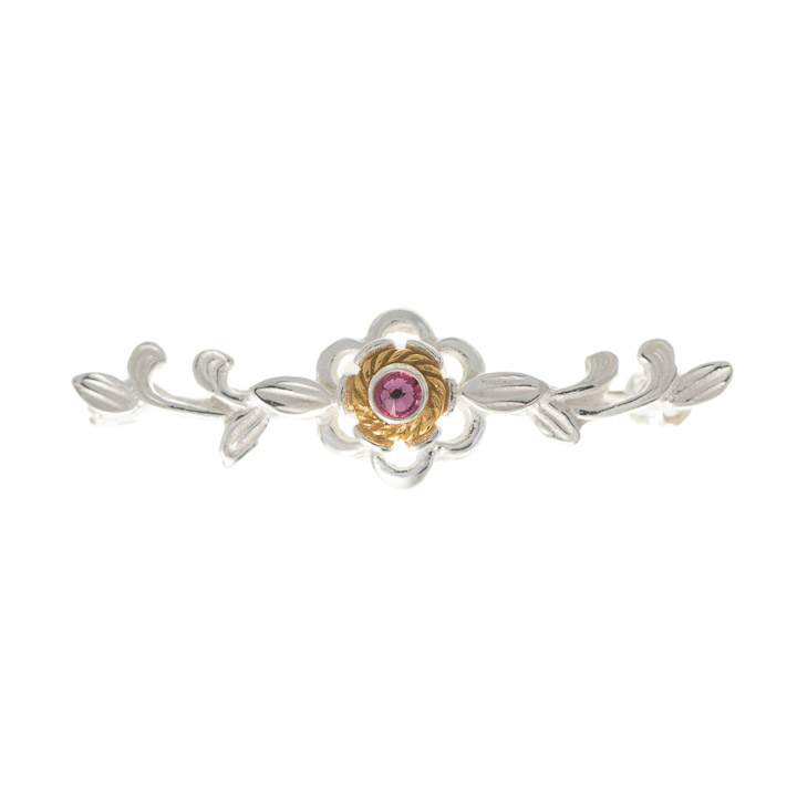 Brosche 925 Silber Trachtenschmuck Zirkonia pink
