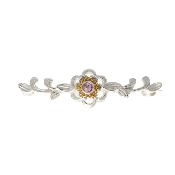 Brosche 925 Silber Trachtenschmuck Zirkonia rosa