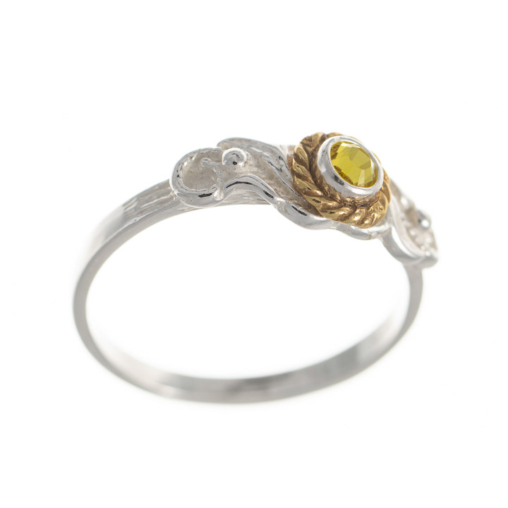 Ring 925 Silber Trachtenschmuck Zirkonia gelb