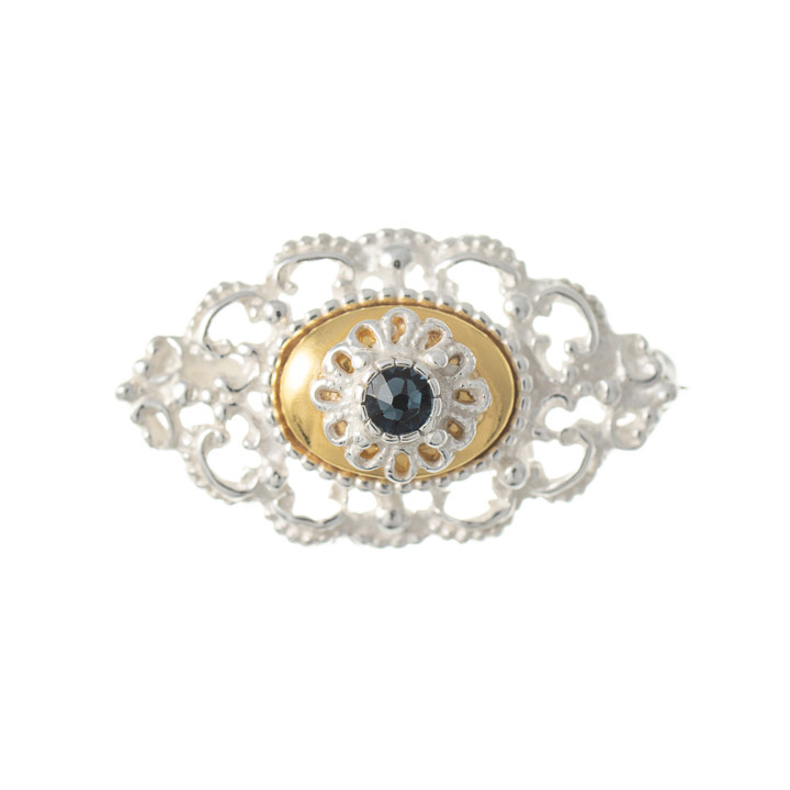 Brosche 925 Silber Trachtenschmuck Zirkonia blau