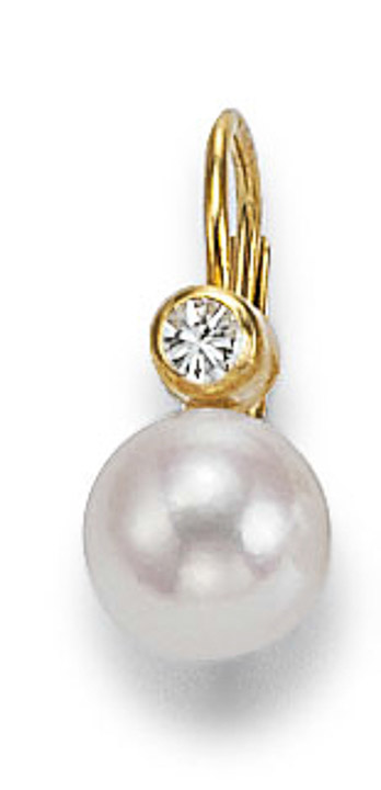 Ohrringe 585 Gelbgold Diamant Süßwasser-Perle 6 mm