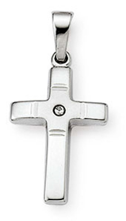 Anhänger Kreuz 925 Silber Zirkonia weiss 18 mm