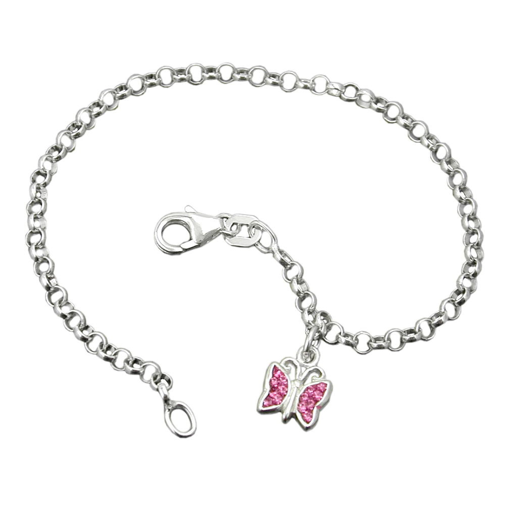 Armband, Schmetterling pink, Silber 925