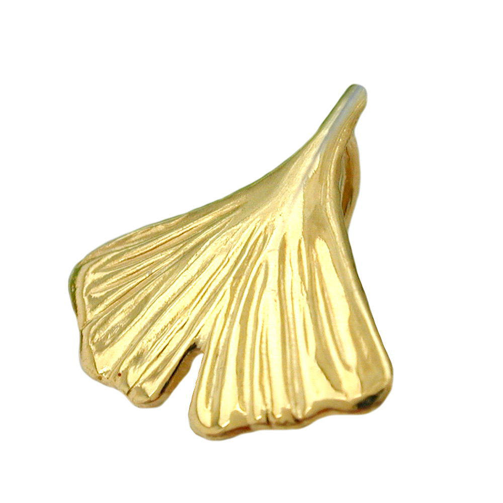 Anhänger 12mm Ginkgoblatt glänzend Gold 333