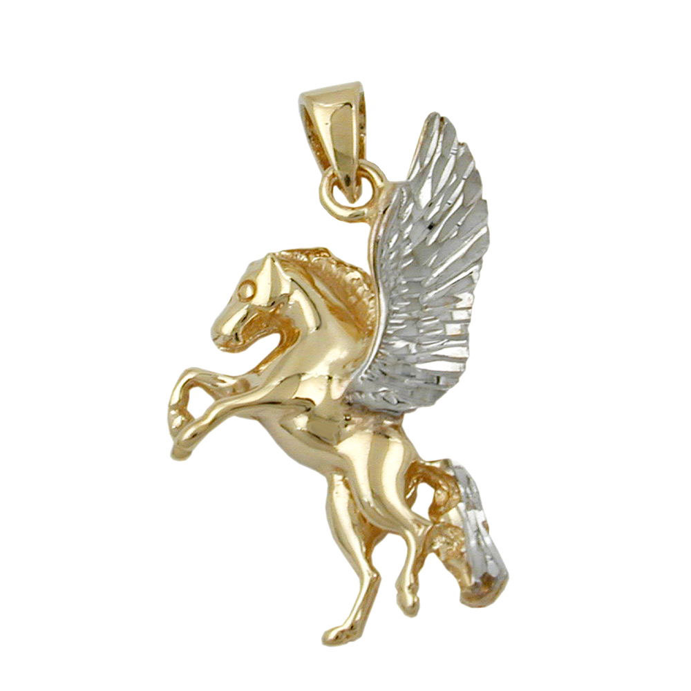 Anhänger, Pferd mit Flügel, Gold 375