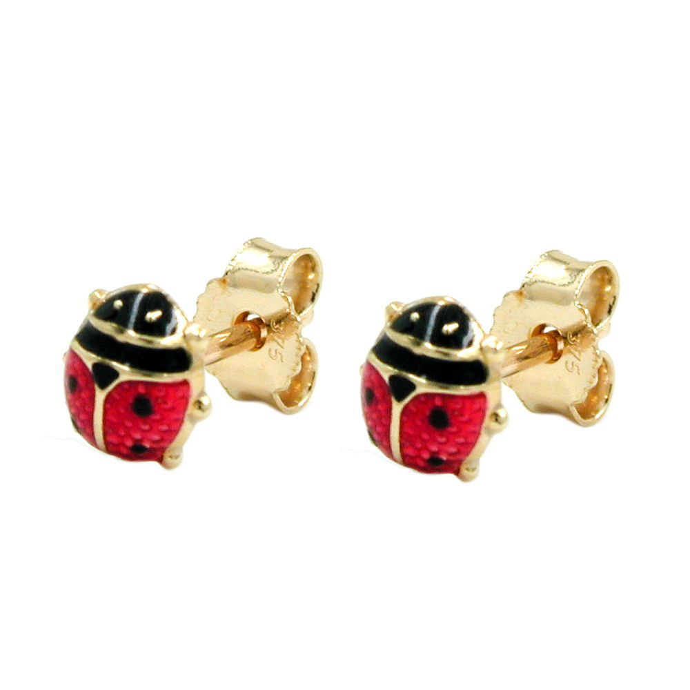Ohrstecker, Marienkäfer 5mm, Gold 375