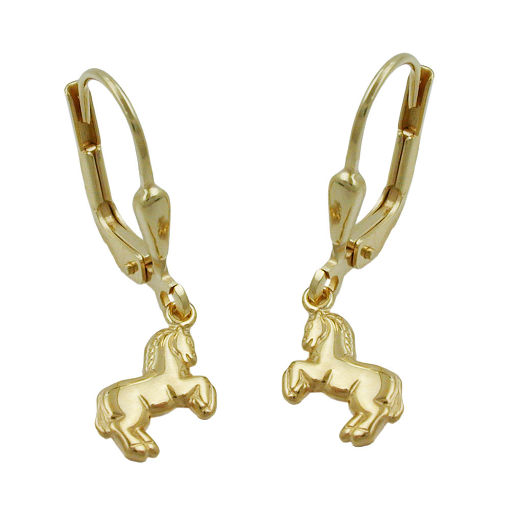 Ohrringe Brisur, Ohrring Pferd, Gold 375