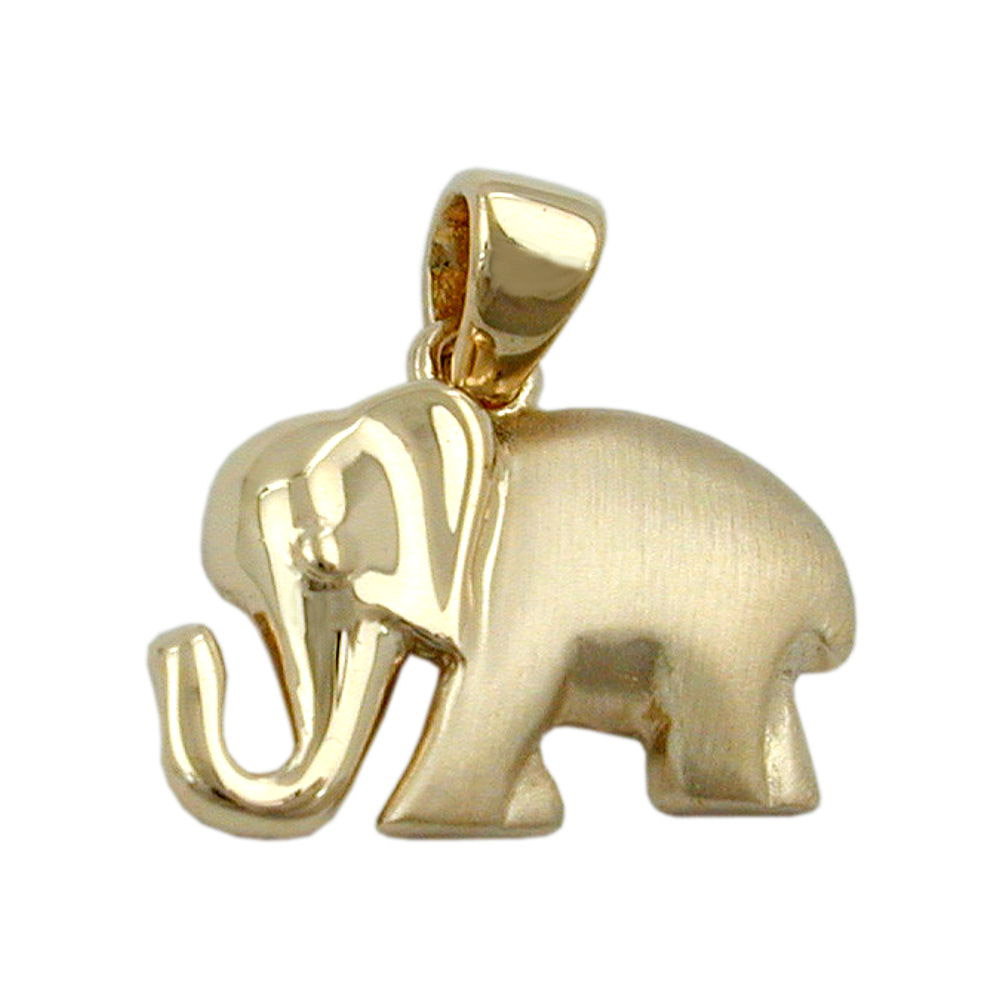 Anhänger Elefant matt-glänzend, Gold 375