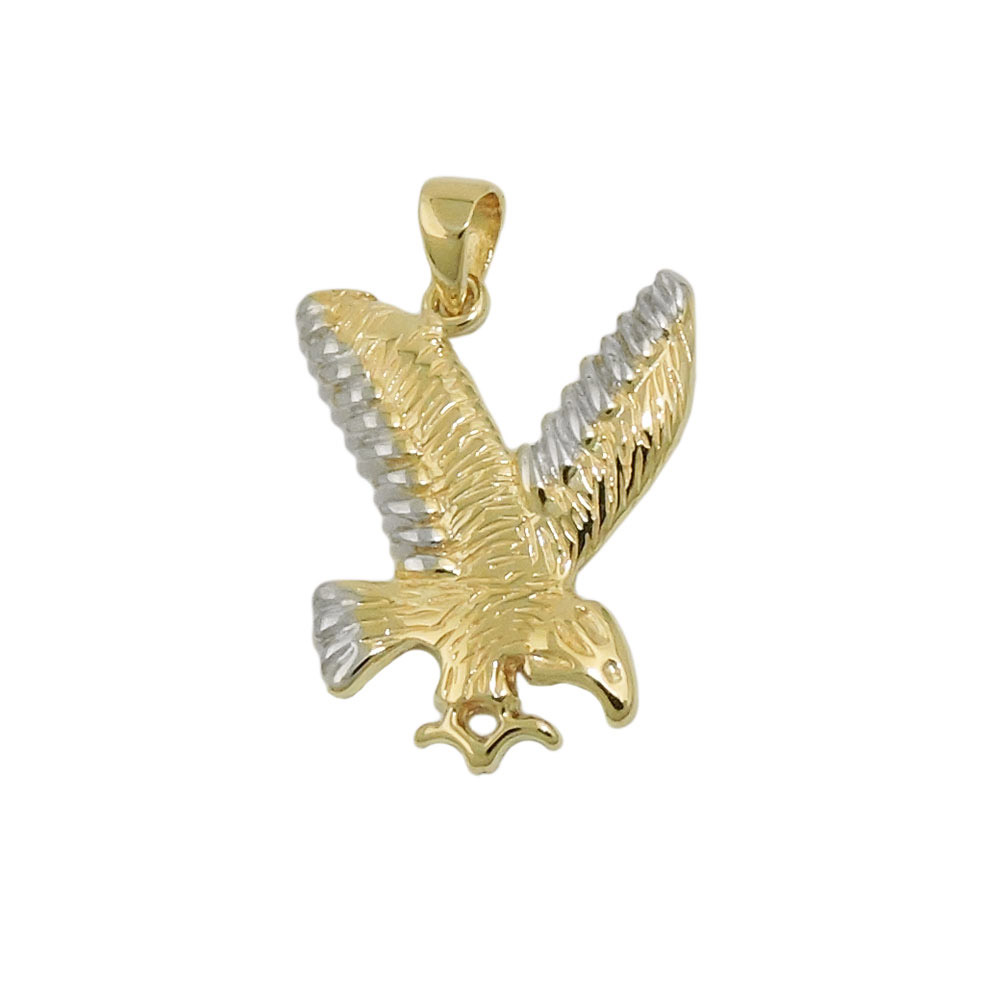 Anhänger, Adler bicolor glänzend, Gold 375