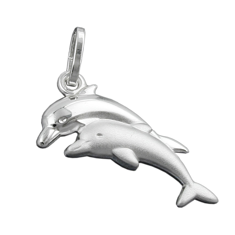 Anhänger 14x16mm Delfinpärchen matt-glänzend Silber 925
