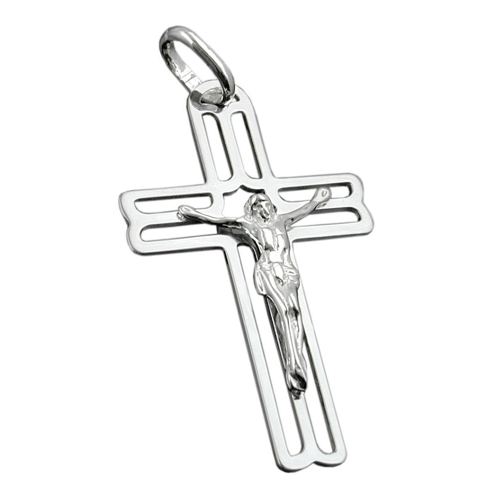 Anhänger, Kreuz mit Jesus, Silber 925