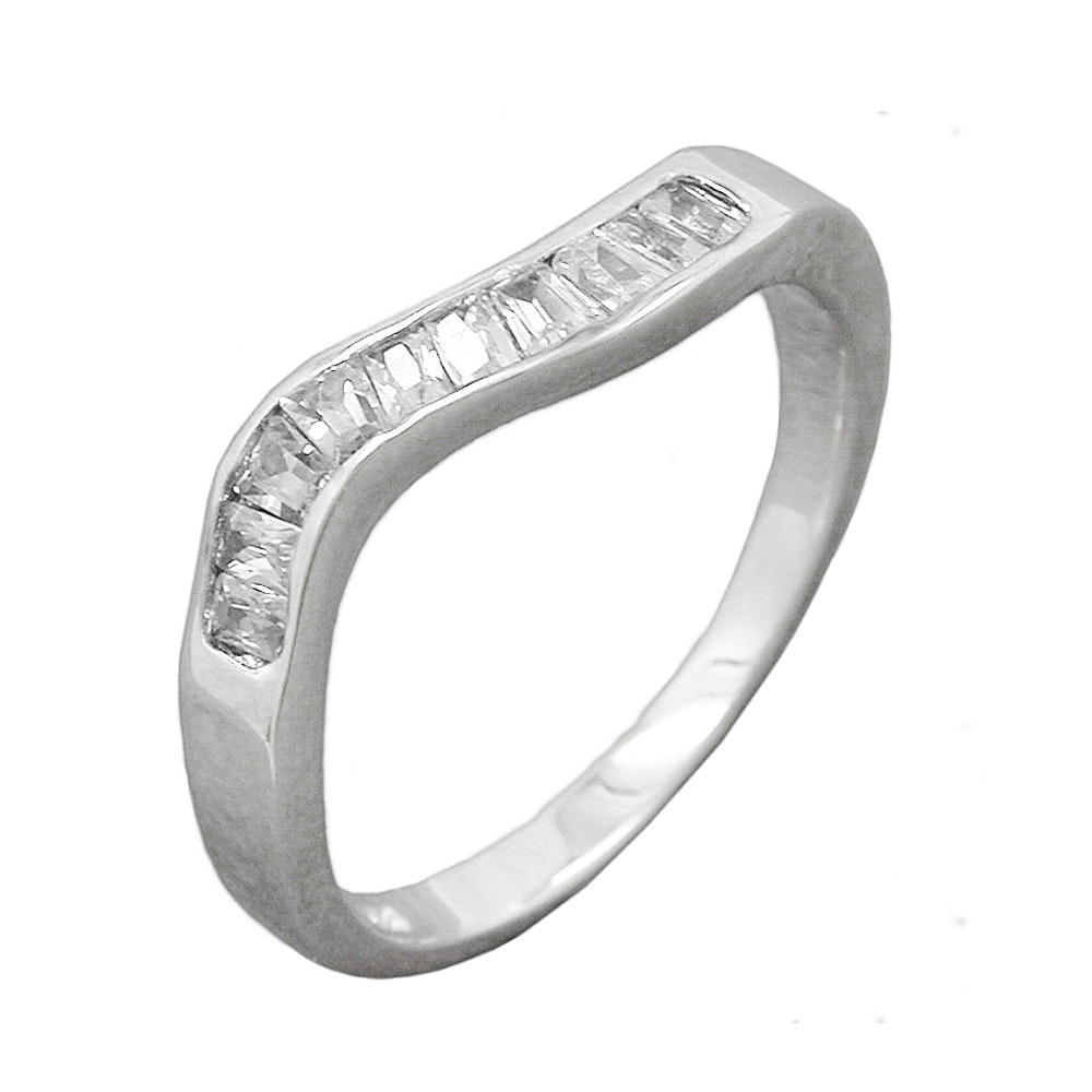 Ring, 10x Zirkonia, rhodiniert, 925
