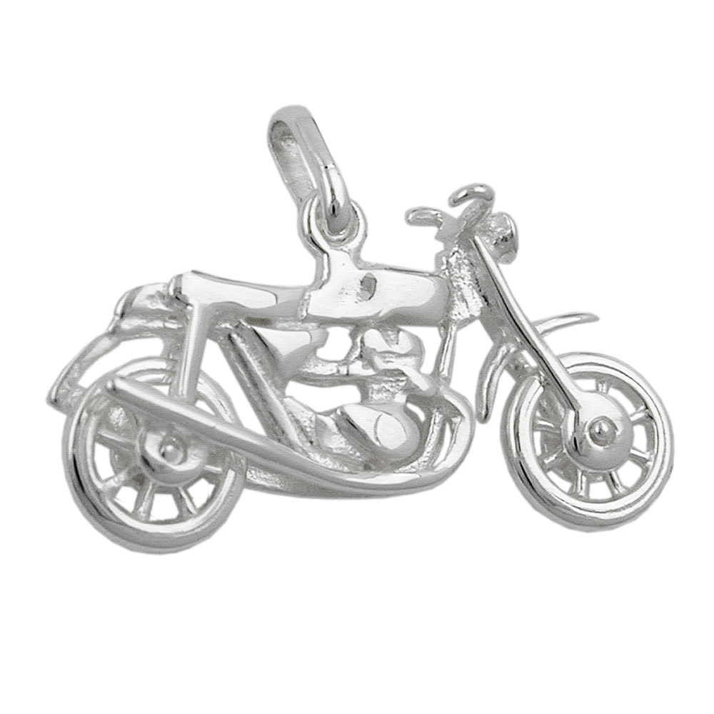 Anhänger, altes Motorrad, Silber 925