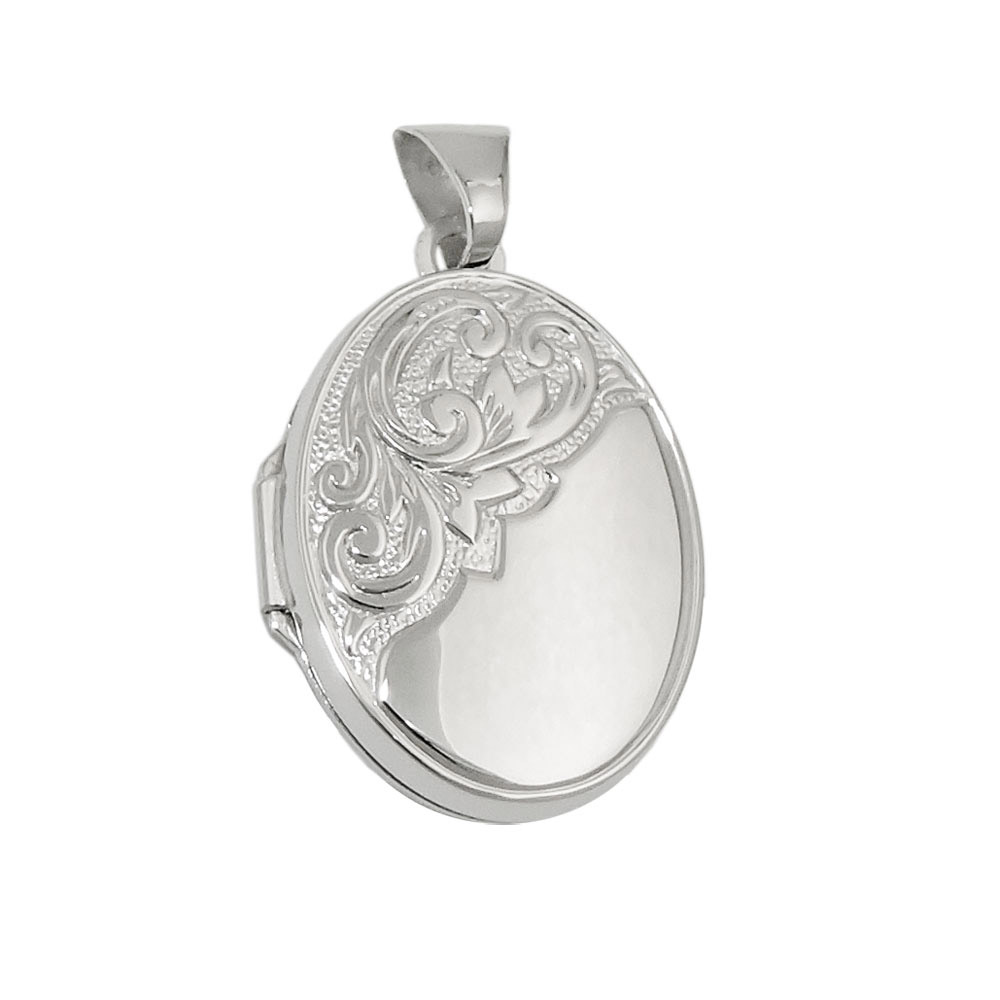 Anhänger Medaillon, Blumenranke oval Silber 925