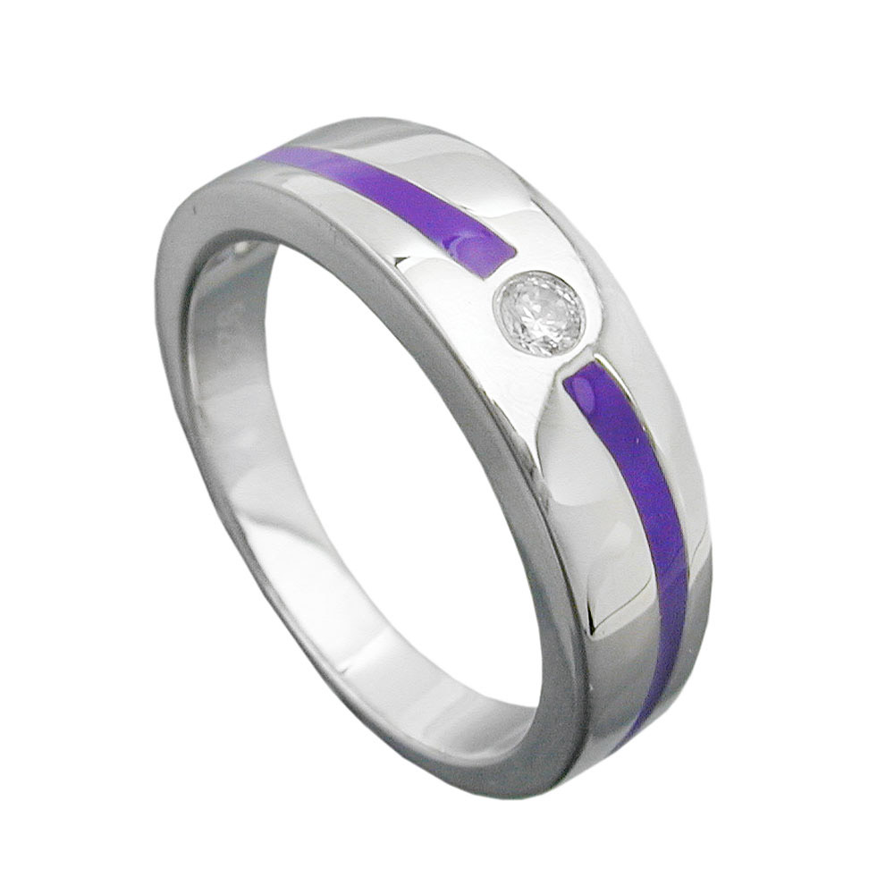 Ring, lila, mit Zirkonia, Silber 925