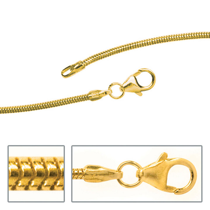 Schlangenkette 585 Gelbgold 1,4 mm 42 cm Gold Kette Halskette Goldkette