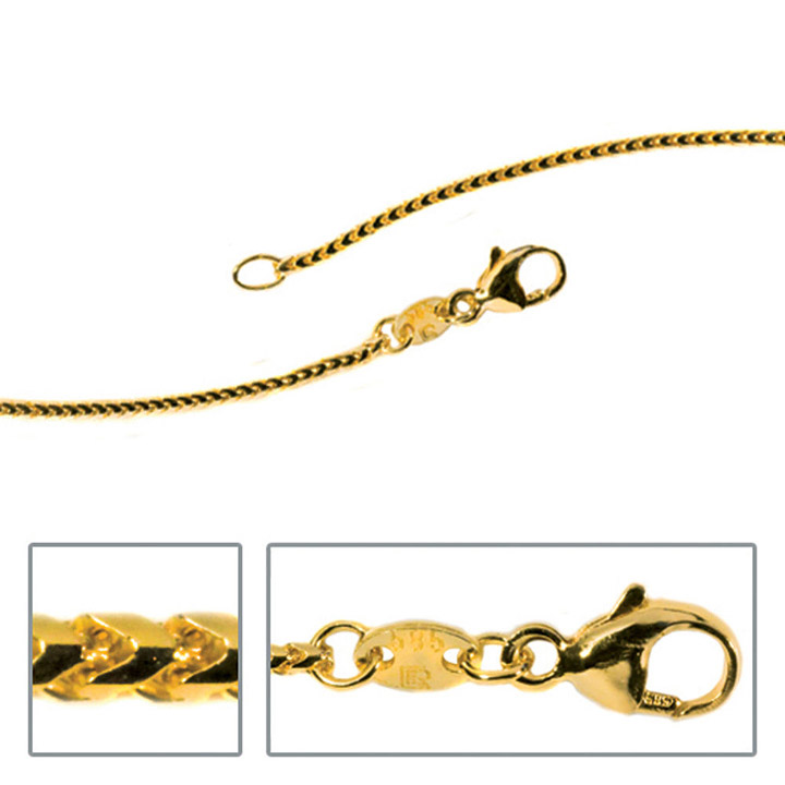 Bingokette 585 Gelbgold 1,2 mm 38 cm Gold Kette Halskette Goldkette Karabiner