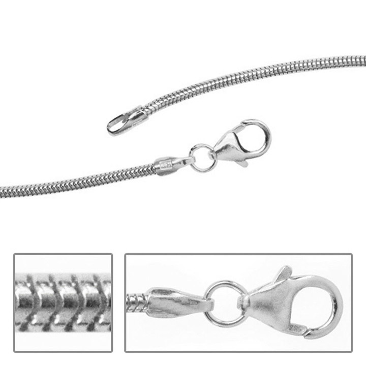 Schlangenkette 925 Silber 1,0 mm 42 cm Halskette Kette Silberkette Karabiner