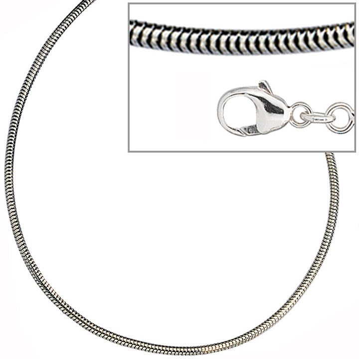 Schlangenkette 925 Silber 1,9 mm 42 cm Halskette Kette Silberkette Karabiner