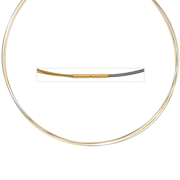 Halsreif 5-reihig bicolor vergoldet 42 cm Halskette Kette Silberkette Statement