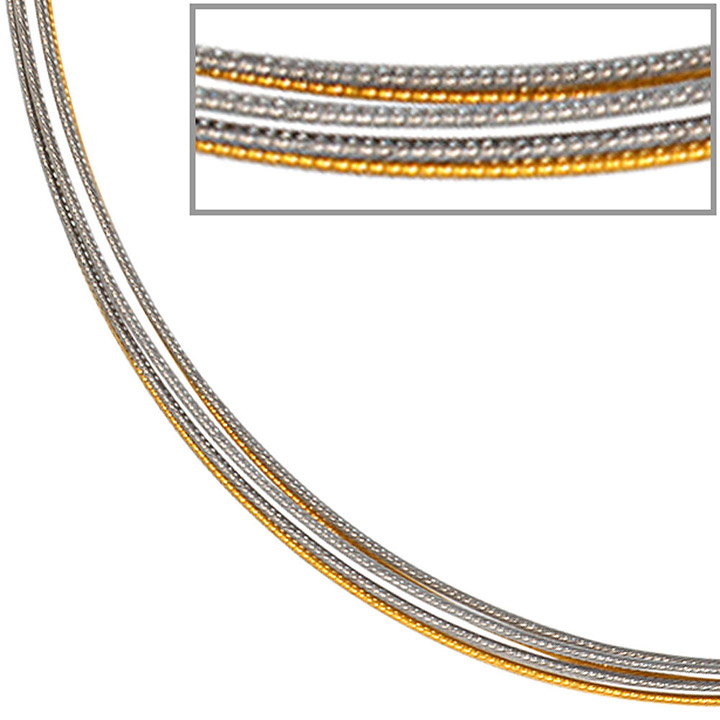 Halsreif 5-reihig bicolor vergoldet 45 cm Halskette Kette Silberkette Statement