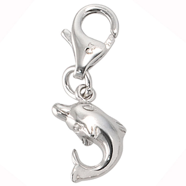 Einhänger Charm Delfin 925 Sterling Silber rhodiniert