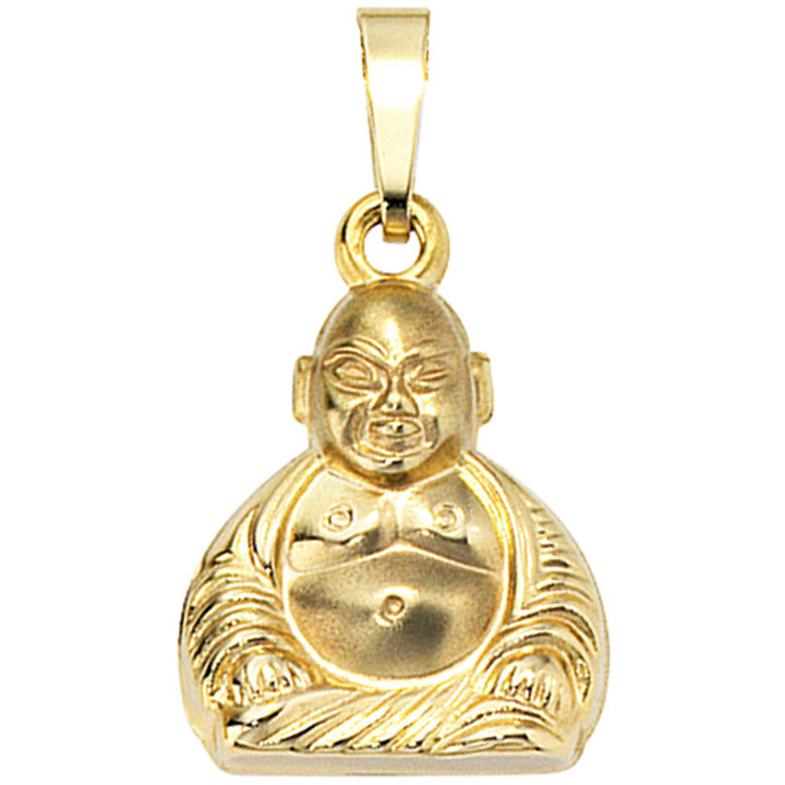 Anhänger Buddha 333 Gold Gelbgold mattiert Goldanhänger