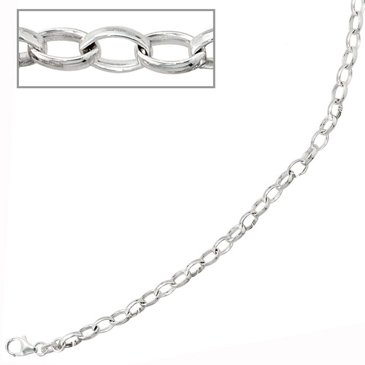 Armband 925 Sterling Silber rhodiniert 21 cm Silberarmband Karabiner