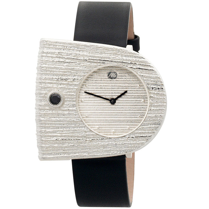 Damen-Armbanduhr Quarz Analog 925 Sterling Silber Lederband Mineralglas