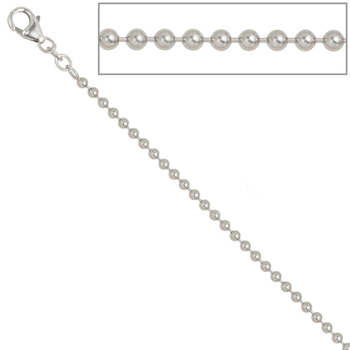 Kugelkette 925 Silber 2,5 mm 45 cm Halskette Kette Silberkette Karabiner