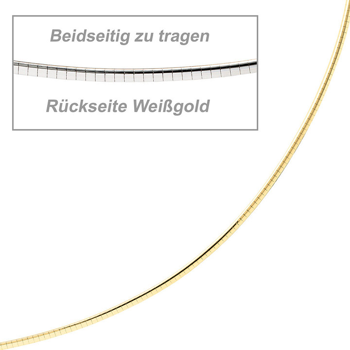 Halsreif 585 Gelbgold Weißgold beidseitig tragbar 45 cm Gold Kette Halkette