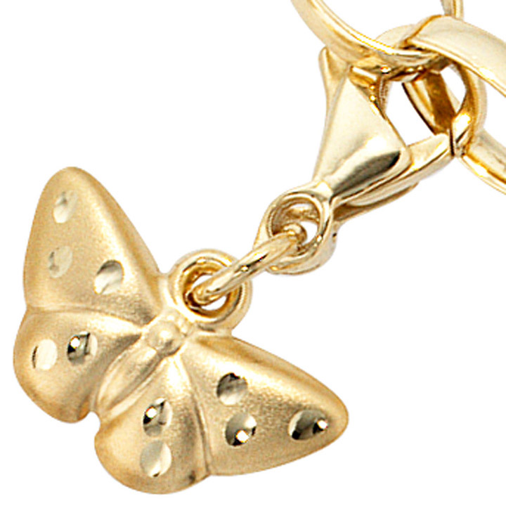 Einhänger Charm Schmetterling 333 Gold Gelbgold mattiert