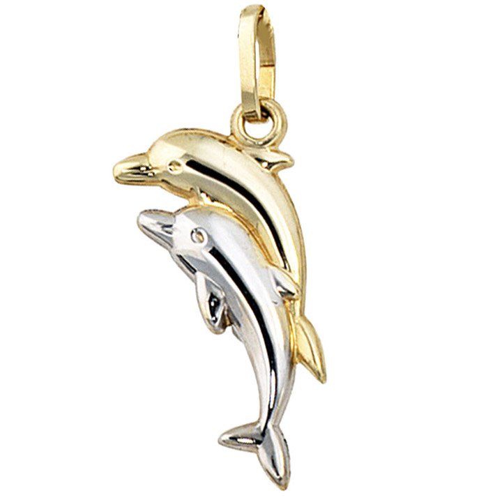 SIGO - Kinder Anhänger Delfin Delfine 333 Gold bicolor Kinderanhänger  Delfinanhänger - GOETTGEN - Die Schmuck Profis