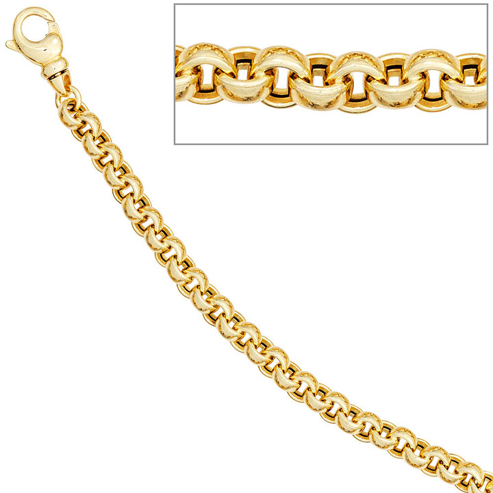 Erbsarmband 585 Gold Gelbgold 19 cm Armband Goldarmband Karabiner