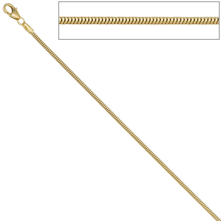 Schlangenkette 333 Gelbgold 1,6 mm 45 cm Karabiner Gold Kette Goldkette